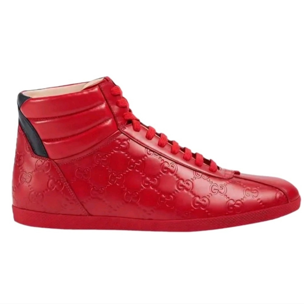 Gucci Red High-top GG Embroidered Monogr Sneakers Men's US Size 7.5 Wmns US Sz 9